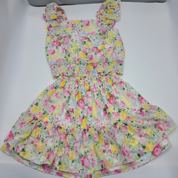 Janie and Jack Floral Smocked Waist Chiffon Top and Skirt size 8 - Picture 1 of 7